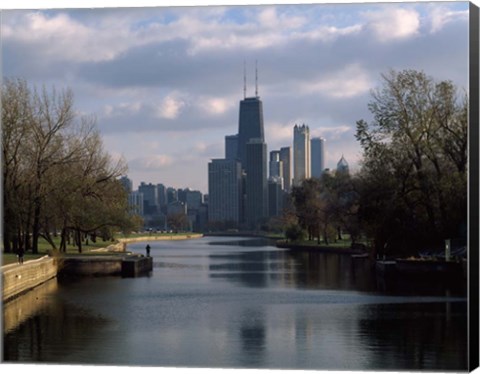 Framed Lincoln Park Lagoon, Chicago, Cook County, Illinois Print