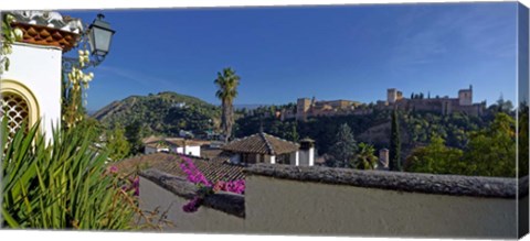 Framed Alhambra palace from Albaicin, Granada, Andalusia, Spain Print