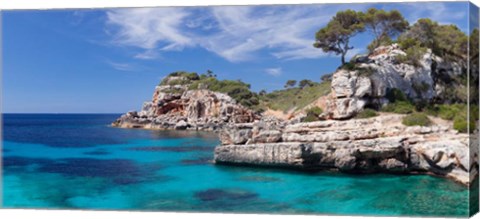 Framed Cala S&#39;Almunia bay, Santanyi, Majorca, Balearic Islands, Spain Print