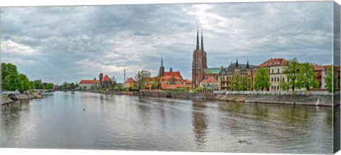 Framed Oder river and Cathedral island in Wroclaw, Poland Print