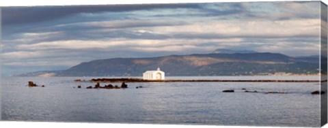 Framed Chapel in the Sea, Georgioupoli, Crete, Greece Print