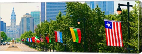 Framed National Flags of the Countries at Benjamin Franklin Parkway, Pennsylvania Print