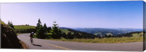 Framed Cycler on Mt Tamalpais, Marin County, California Print