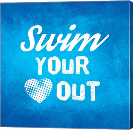 Framed Swim Your Heart Out - Blue Vintage Print