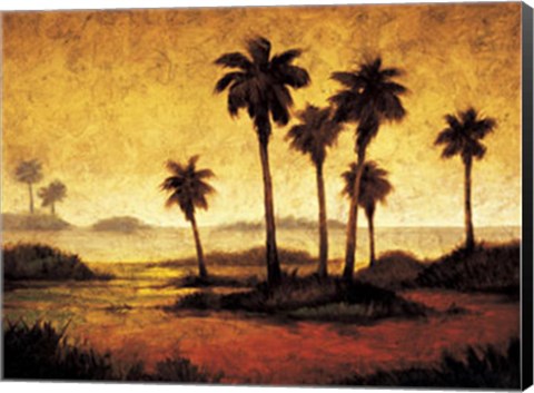 Framed Sunset Palms I Print