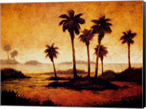 Framed Sunset Palms I Print