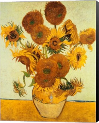 Framed Vase with Fifteen Sunflowers, c.1888 Print