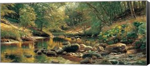 Framed Woodland River in Summer Print