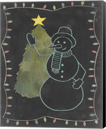 Framed Chalkboard Snowman I Print