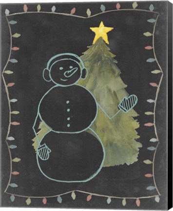 Framed Chalkboard Snowman II Print