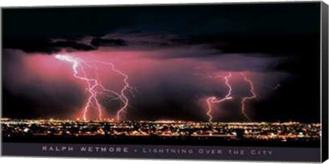 Framed Lightning Over the City Print