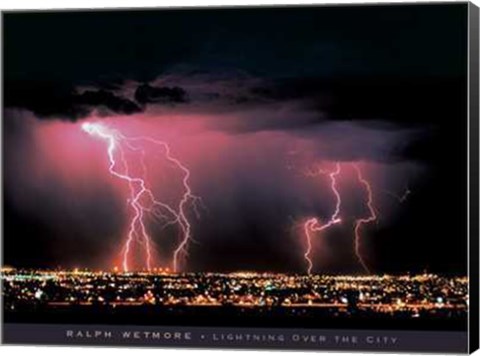 Framed Lightning Over the City Print