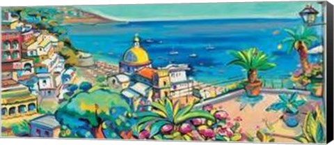 Framed Claudio Malacarne - Terrazza Su Positano Size 39.5x19.75 Print