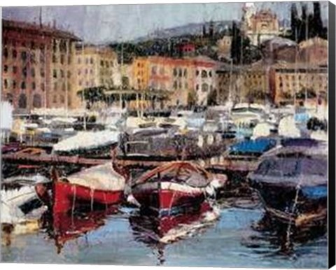 Framed Red Boats Santa Margherita Print