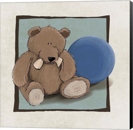 Framed Teddy Bear and Ball Print