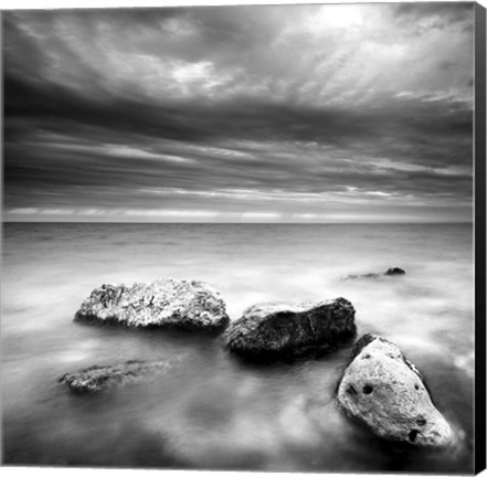 Framed Rocks on Beach 3 Print