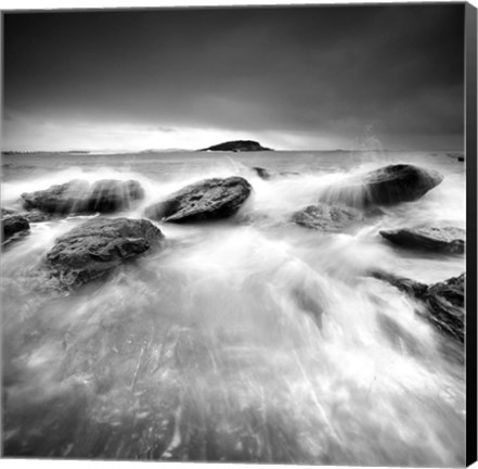 Framed Waves on Rocks 1 Print