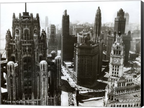 Framed View to Grand Ave Chicago &#39;30 Print