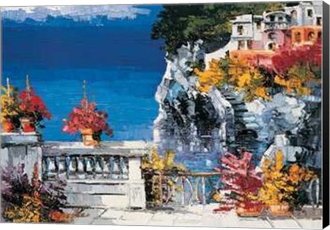 Framed Antonio Di viccaro - Capri Terrazza Sul Mare Size 31.5x23.75 Print