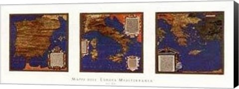 Framed Map Spain-Italy-Greece Triptych Print