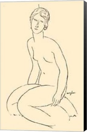 Framed Seated Nude Woman Print