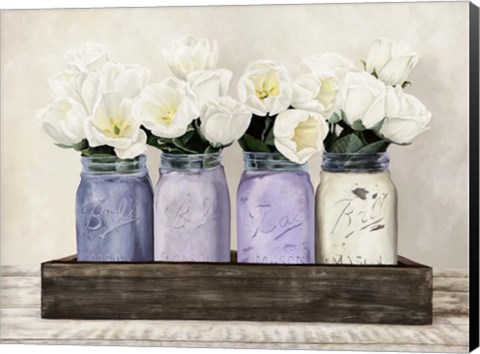 Framed Tulips in Mason Jars Print