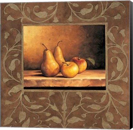 Framed Andres Gonzales - Pears and Apples Size 27.5x27.5 Print