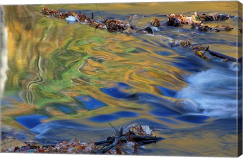 Framed Fall Reflections in the Waters of the Lamprey River, New Hampshire Print