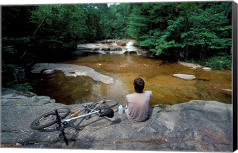 Framed Mountain Biking, Swift River, White Mountain National Forest, New Hampshire Print