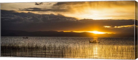 Framed Sunset over Copacabana, Lake Titicaca, Bolivia Print