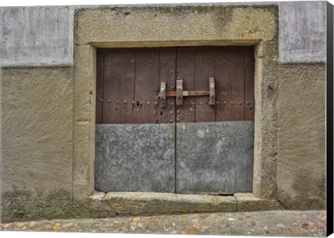 Framed Wooden Door, San Martin de Trevejo, Spain Print