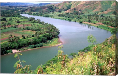 Framed Sigatoka River Seen From Tavuni Hill Fort, Coral Coast, Viti Levu, Fiji Print