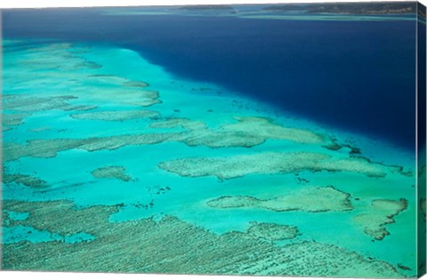 Framed Malolo Barrier Reef and Malolo Island, Mamanuca Islands, Fiji Print