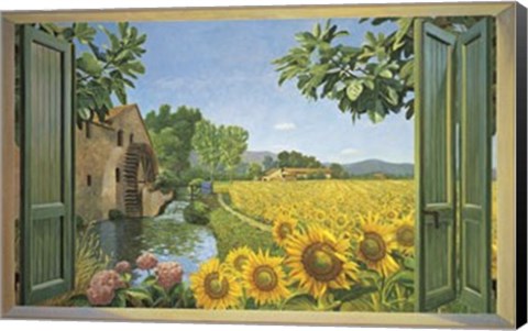 Framed Mulino Tra I Girasoli Print