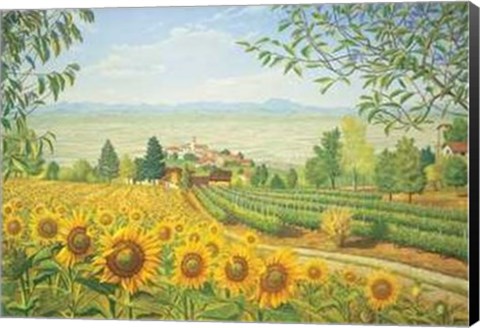 Framed Campagna con Girasoli Print