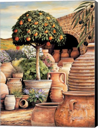 Framed Orange Topiary Print