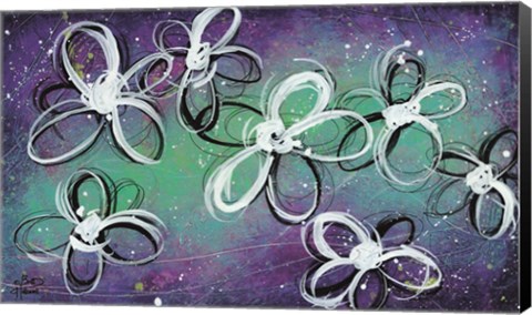 Framed Mod Flowers in Purple Print