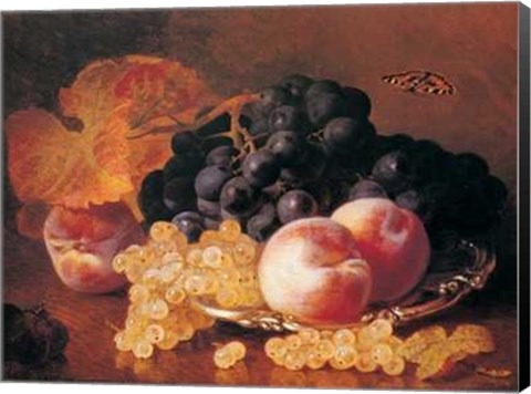 Framed Still Life with Grapes and Peaches Print