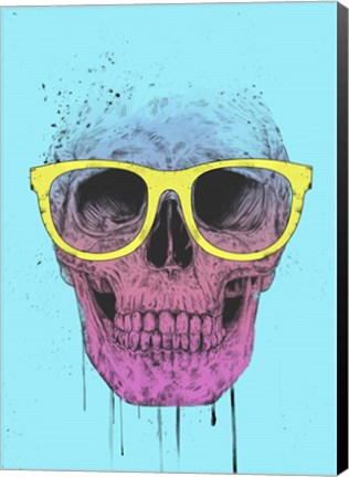 Framed Pop Art Skull With Glasses Print