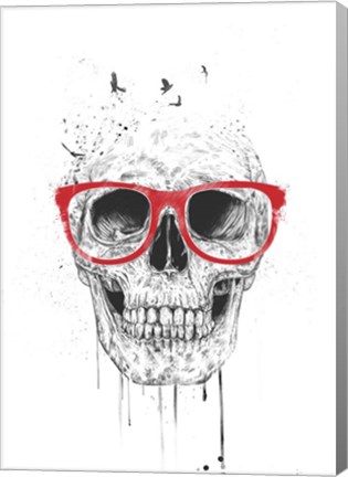 Framed Skull With Red Glasses Print