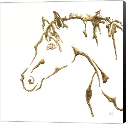 Framed Gilded Cowpony on White Print