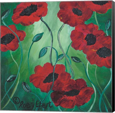 Framed Poppies in Bloom Print