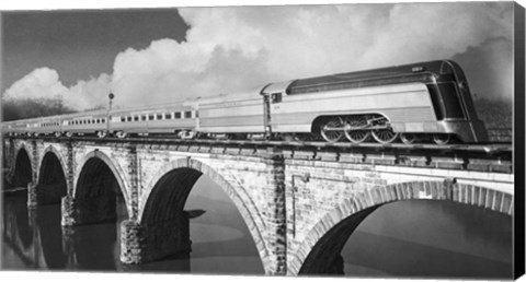 Framed Train on Bridge Print