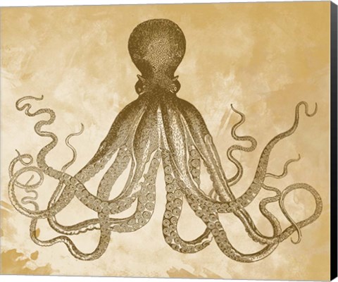 Framed Golden Octopus Print