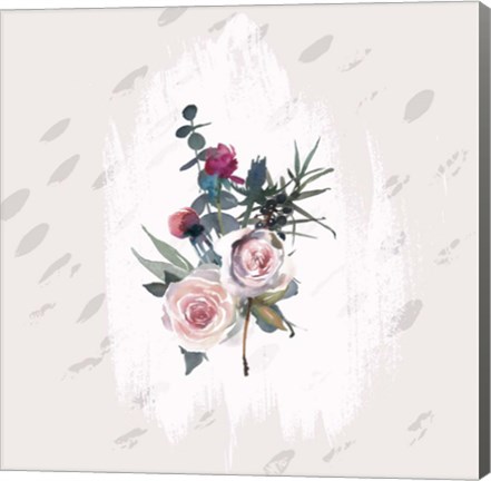 Framed Floral Bouquet on Grunge Square Print