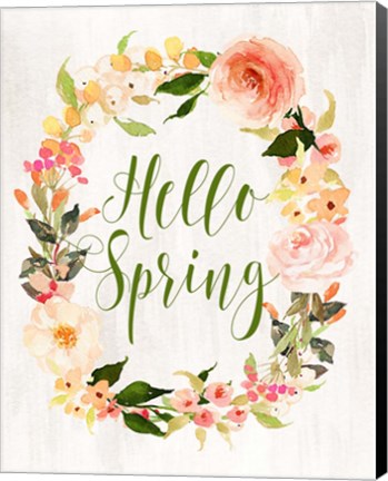 Framed Hello Spring Wreath II Print