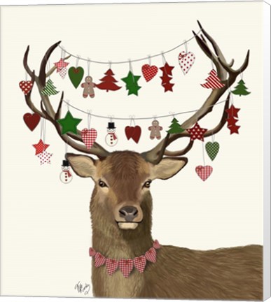 Framed Deer, Homespun Decorations Print