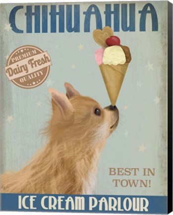 Framed Chihuahua, Long Haired, Ice Cream Print