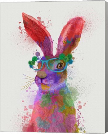 Framed Rainbow Splash Rabbit 2, Portrait Print