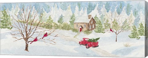 Framed Christmas in the Country panel with red truck Print